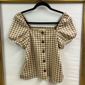 Madewell Brown Gingham Women's Top